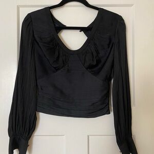 Anthropologie Black Blouson Blouse with open back size Small